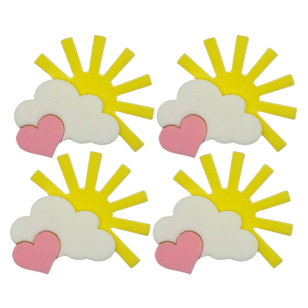 Aplique Sunshine Sol Coracao Nuvem 4Un