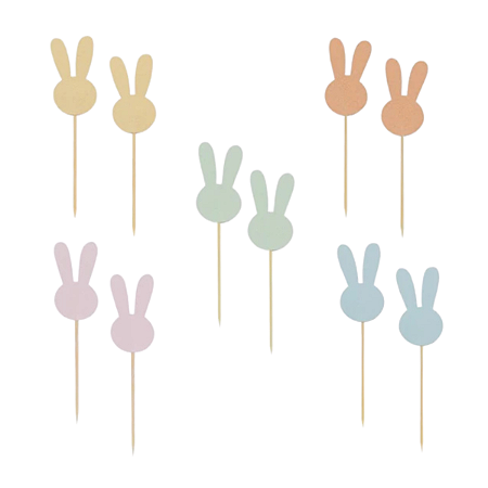 Toppers Doces Cupcake Orelhinhas Coelhinhos Candy Color 10Un
