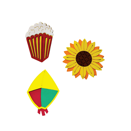 Broche Festa Junina Balão Pipoca Girassol EVA 3un Arraiá