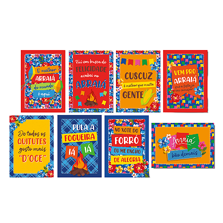 Cartaz Decorativo Arraiá Bão Demais Festa Junina 25x35cm 8Un
