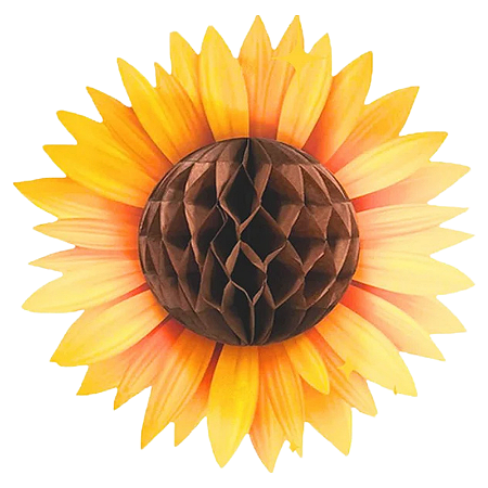 Enfeite de Papel Girassol 3D Colmeia 46cm 1Un