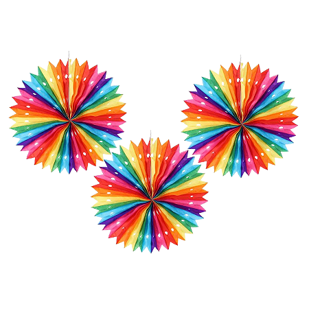 Enfeite Guirlanda Leque Papel Colorida Festa Junina 40cm 3Un