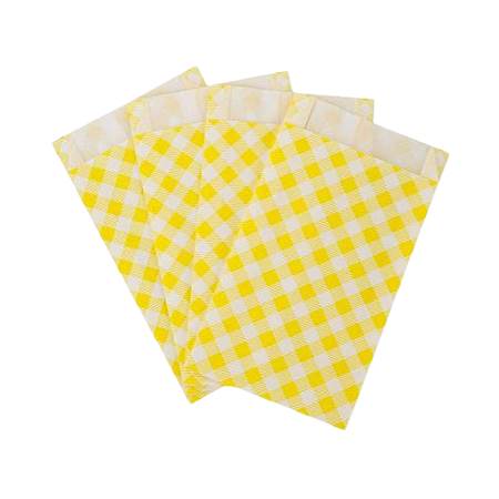 Saquinho de Papel Xadrez Amarelo 14x8cm 50Un Festa Junina