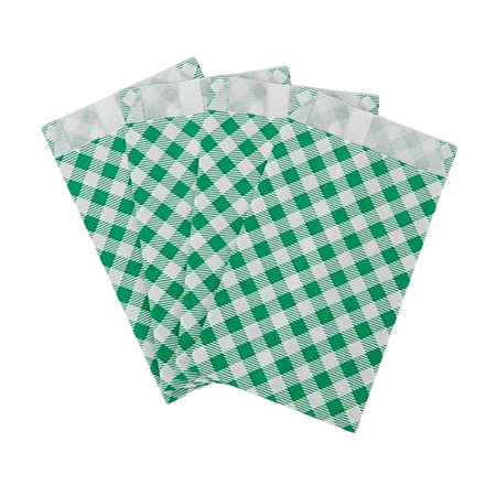 Saquinho de Papel Xadrez Verde 14x8cm 50Un Festa Junina