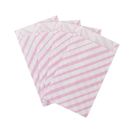 Saquinho de Papel Listrado Rosa Bebê 14x8cm 50Un
