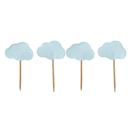 Topper P/ Doces e Cupcakes Nuvem Azul Chuva de Amor 12Un