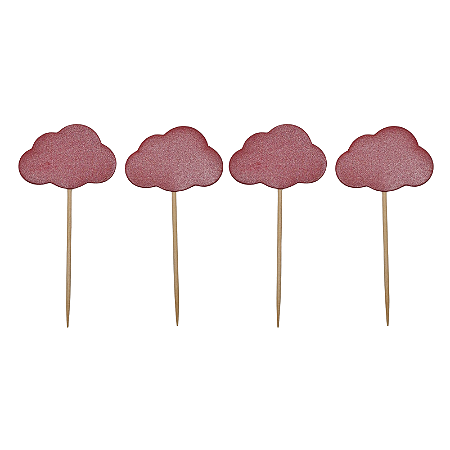 Topper P/ Doces e Cupcakes Nuvem Vermelha Chuva de Amor 12Un