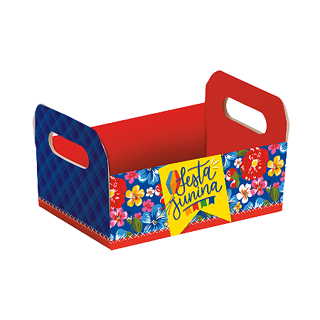 Caixote de Papel Cartão Arraiá Bão Demais 22x15x8cm 1Un