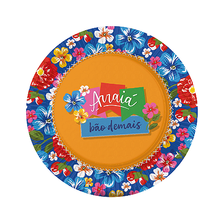 Prato Laminado Redondo Arraiá Bão Demais 32cm FestaJunina