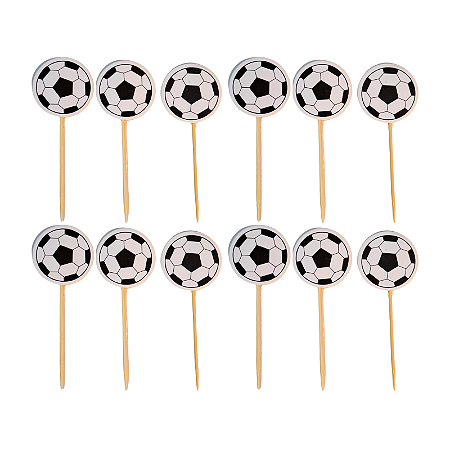 Pick Palito Decorativo Bola Futebol 10cm 12Un