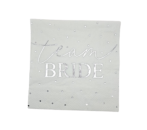 Guardanapo Papel Team Bride Prata Despedida Solteira 33x33cm 20Un