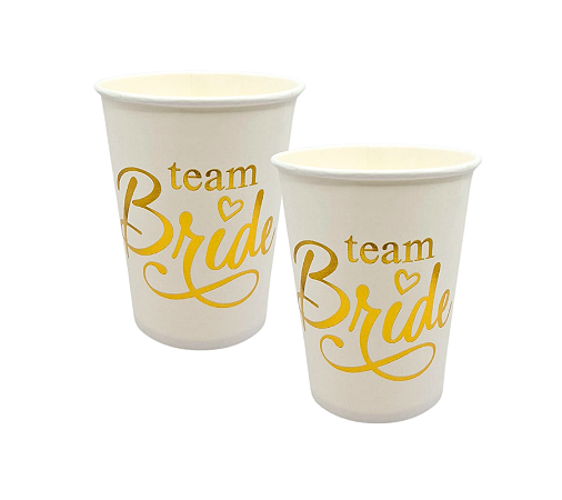 Copo de Papel Team Bride Metalizado Dourado 250ml 8Un