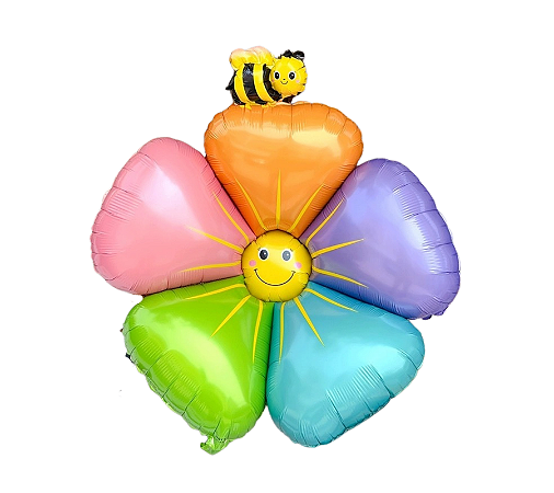 Balão Metalizado Margarida Colorida Abelinha 93,5x107 1Un
