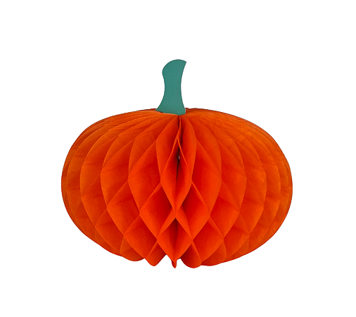 Enfeite Decorativo Papel Abóbora Colmeia Halloween 30cm 1Un