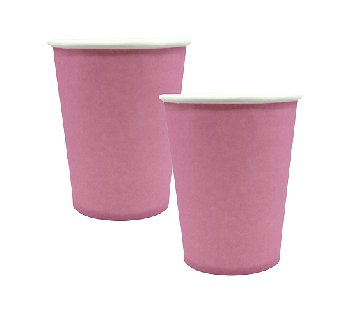 Copo Papel Liso Rosa 270ml 8Un