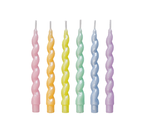 Vela Espiral Metalizada Candy Color 6Un