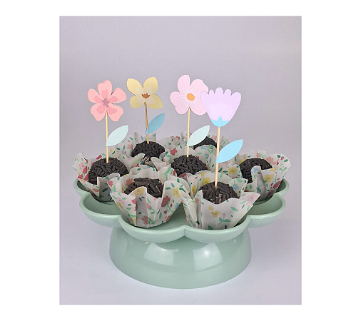 Forminha Para Doces em Papel Vegetal - Floral Vintage 10Un