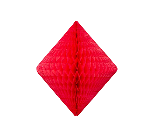Losango Colmeia de Papel Tamanho P 25cm - Vermelho 1Un