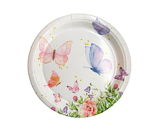 Prato de Papel Jardim de Borboleta 18CM - 8 Un