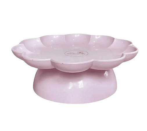 Bandeja Flower com pé 1un Rosa Claro Flor Só Boleiras