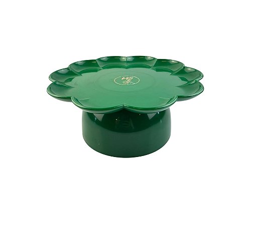 Bandeja Flower G flor com pé 1un Verde Folha Só Boleiras