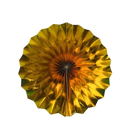 Enfeite Leque Papel Metalizado Dourado 30cm C/1 UN