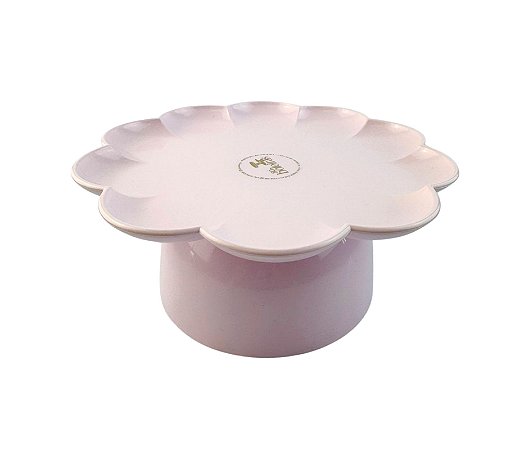 Bandeja Flower G flor com pé 1un Rosa Claro Só Boleiras