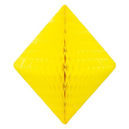 Losango Colmeia de Papel Tamanho P 25cm - Amarelo Canario 1un