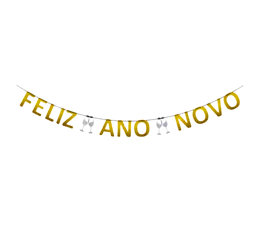 Faixa Decorativa Feliz Ano Novo 5m 13x15cm C/1 Un - Dourada com Glitter
