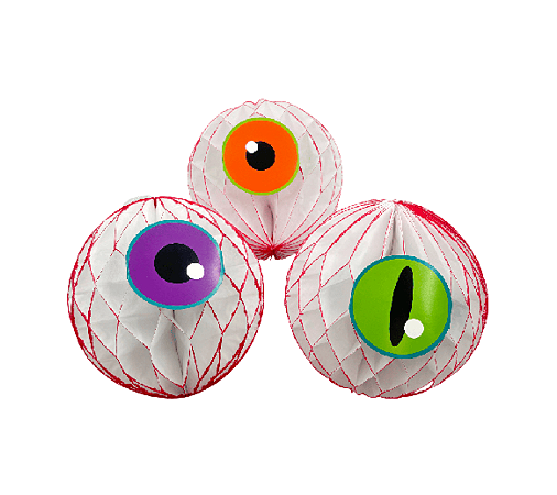 Enfeite Decorativo de Papel Olhos Coloridos Halloween 3Un