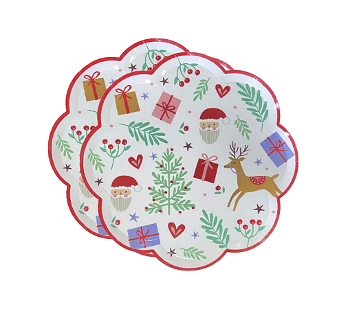 Prato de Papel Estampa Natal 19cm 8Un