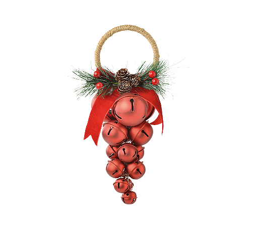 Enfeite Natal Guirlanda C/ Guizo Vermelho  25cm 1Un