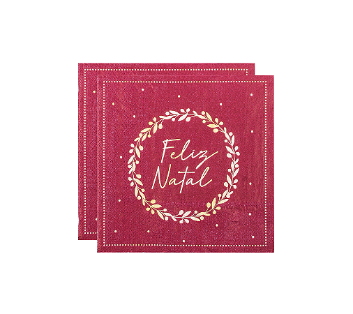 Guardanapo Papel Feliz Natal Guirlanda Vermelho 32,5x32,5cm