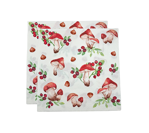 Guardanapo de Papel Cogumelo Bosque 32,5x32,5xcm 20UN