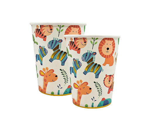 Copo de Papel Safari Animais da Floresta 230ml 8Un