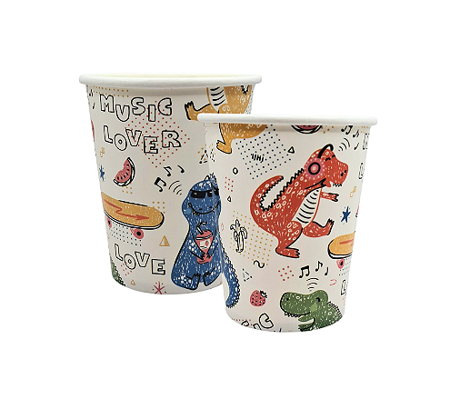 Copo Papel Dinossauros Musicais 270ml 8Un
