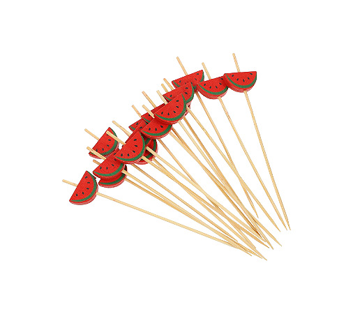Palito de Bambu Para Frutas e Petiscos Melancia 12cm 50Un