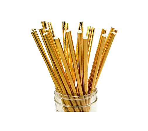 Canudo de Papel Metalizado Dourado 12Un