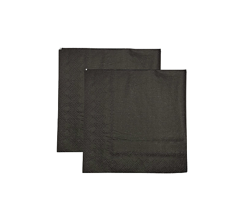 Guardanapo Preto Arrazo Folha Dupla 25x25cm 20Un