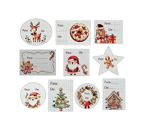 Etiquetas Adesivas Natalinas Christmas Natal De/Para 32Un