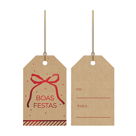 Tag Para Presentes Boas Festas Kraft/Vermelho5x8 12un