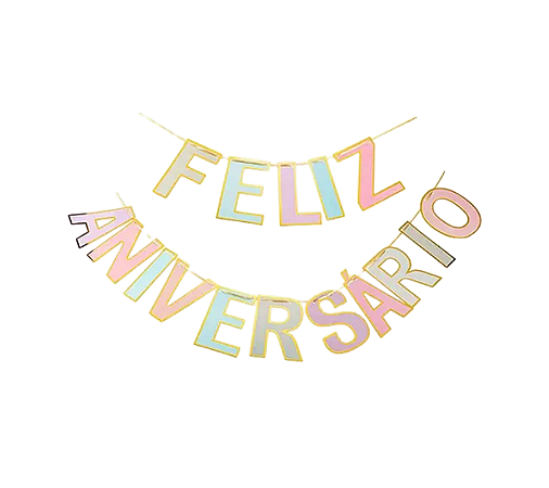 Faixa Feliz Aniversário Candy Colors Bordas Metalizadas