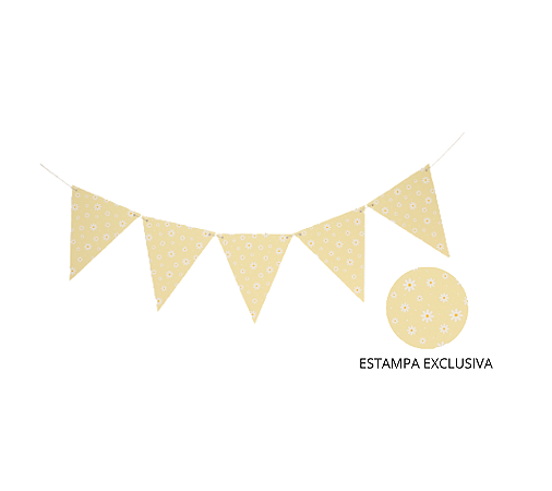 Bandeirolas Papel Estampa Margarida Amarelo 10 Bandeirinhas