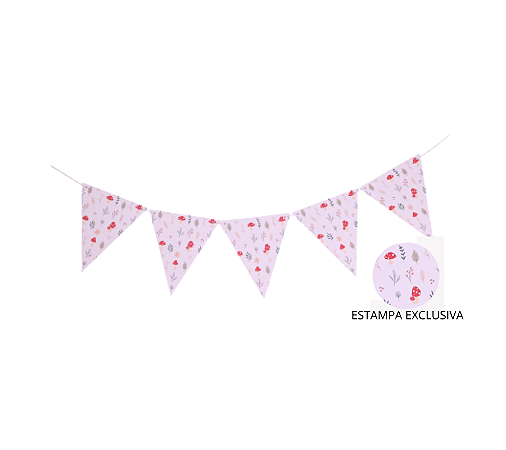 Bandeirolas de Papel Estampa Cogumelos 10 Bandeirinhas