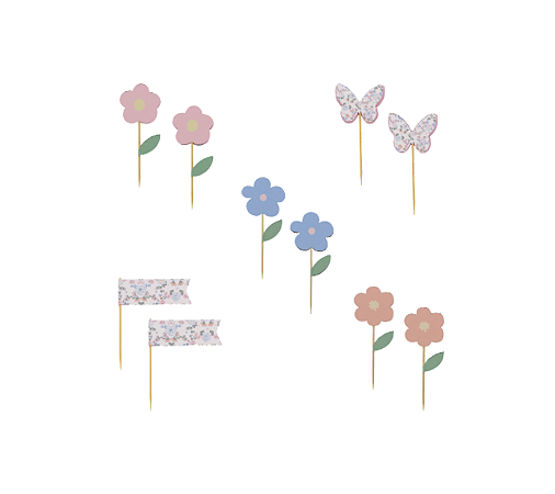 Toppers Para Doces e Cupcakes Floral Liberty 10Un