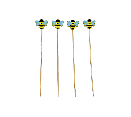 Palito de Bambu Para Frutas e Petiscos Abelha Abelhinha 20Un