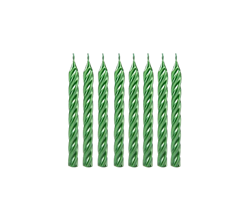 Vela Espiral Metalizada Verde 8cm 8Un