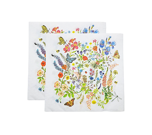 Guardanapo Folha Dupla Premium Decoupage Floral Borboletas 33x33cm 20Un