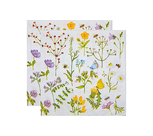 Guardanapo Folha Dupla Premium Decoupage Flores 33x33cm 20Un