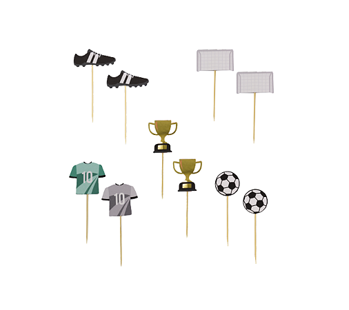Toppers Para Doces e Cupcakes Futebol 10Un
